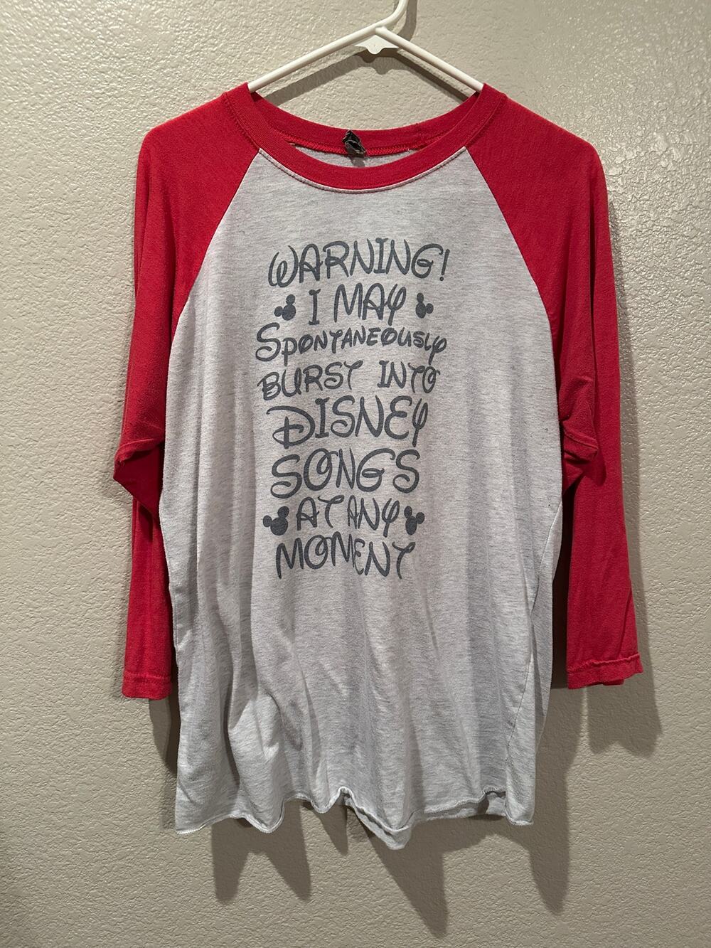 Disney Warning May Spontaneously Burst into Songs Ringer long sleeve Tee L